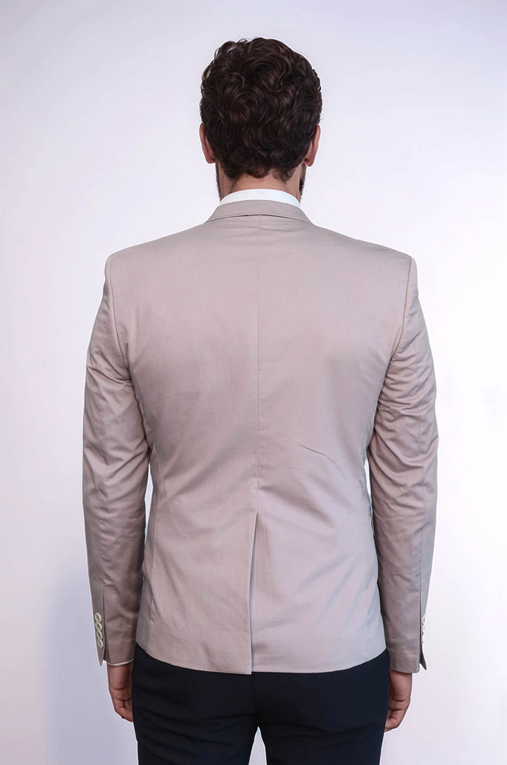 3 pocket Single Button Cotton Beige Jacket-Wessi