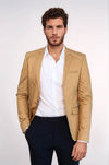3 pocket Single Button Cotton Tan Jacket-Wessi