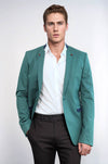 Blazer da uomo verde con colletto in piedi e bottone singolo - Wessi