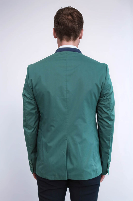 Blazer de hombre verde con un solo botón y cuello alzado - Wessi