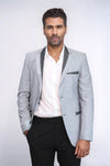 3 Pockets 2 Buttons Cross Piping Grey Jacket-Wessi