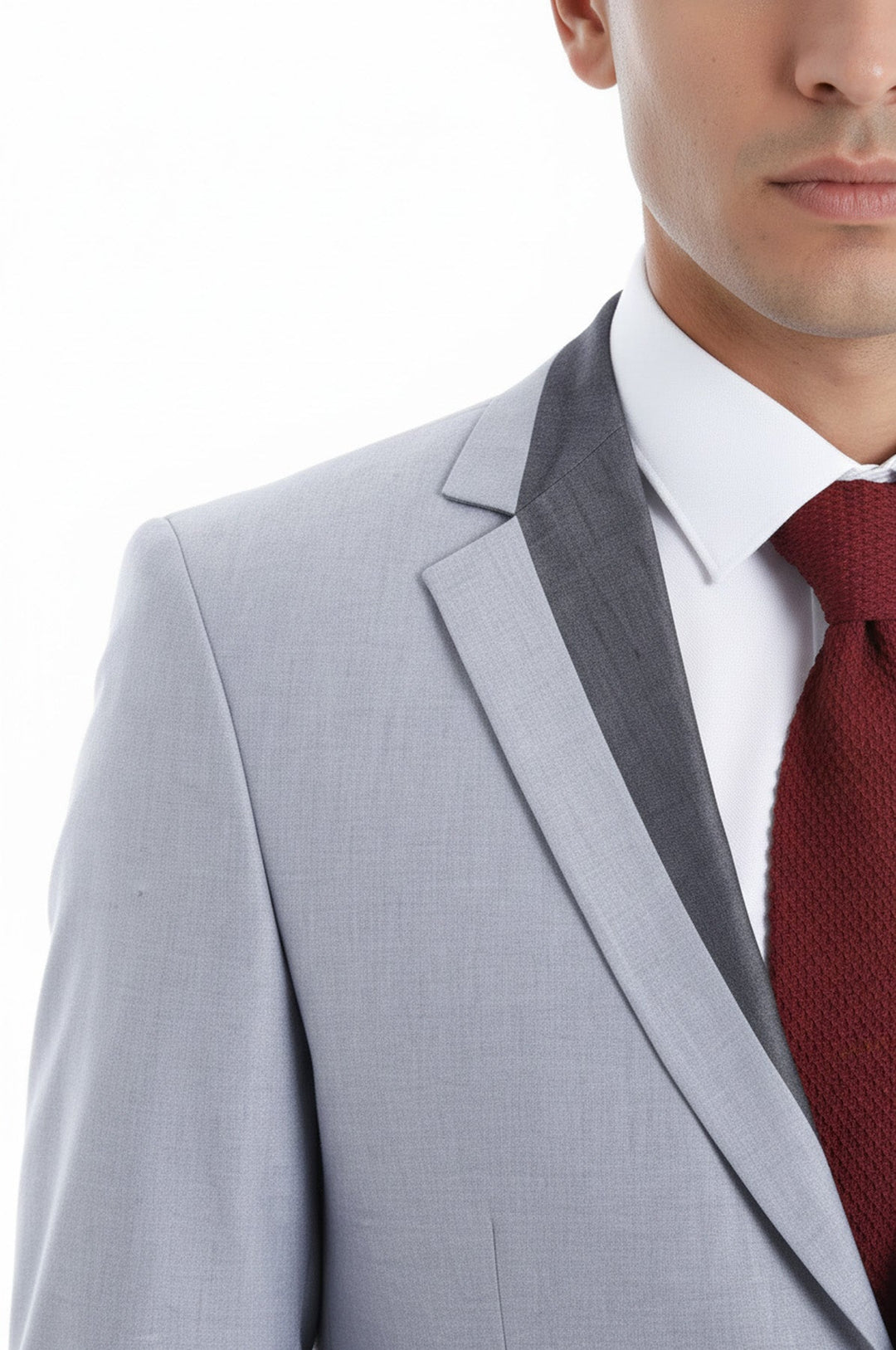 3 جيوب 2 أزرار سترة رمادية متقاطعة-Wessi