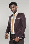 Single Button Collar Garni Tippet Brown Jacket-Wessi