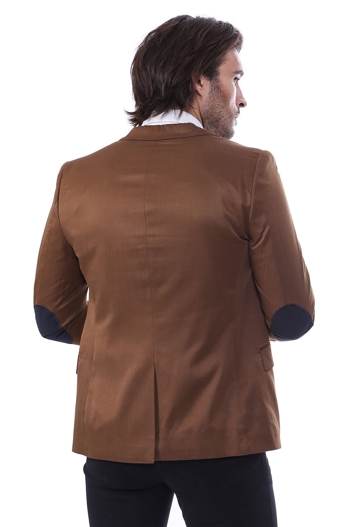 2 Buttons 3 Pockets Crested Cotton Tan Jacket