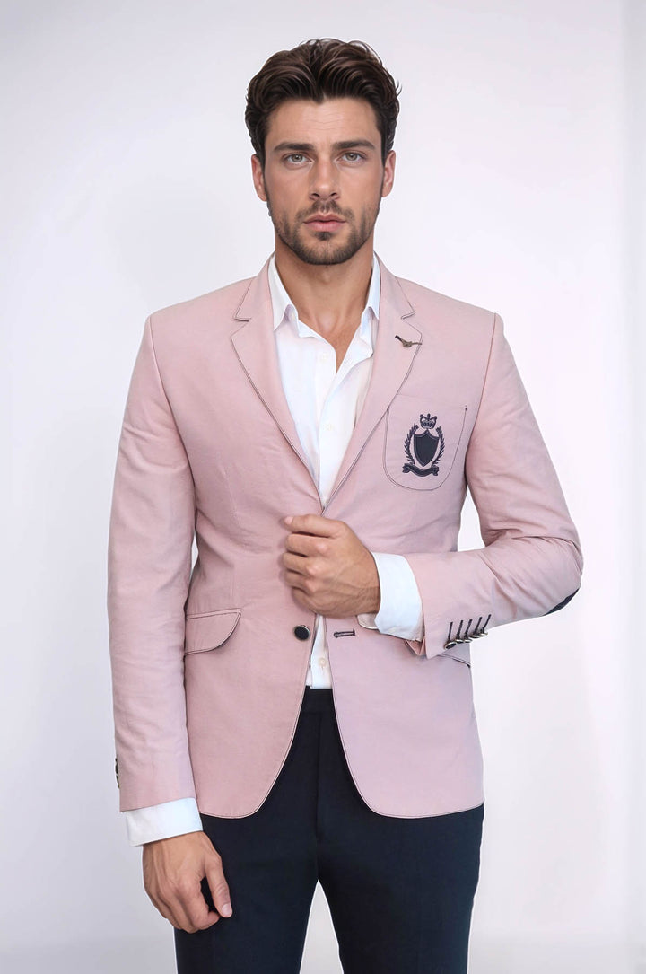 Chaqueta 2 Botones 3 Bolsillos Crestado Algodón Beige