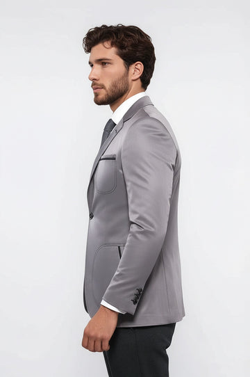 Grey Blazer With Patch Pockets | Wessi