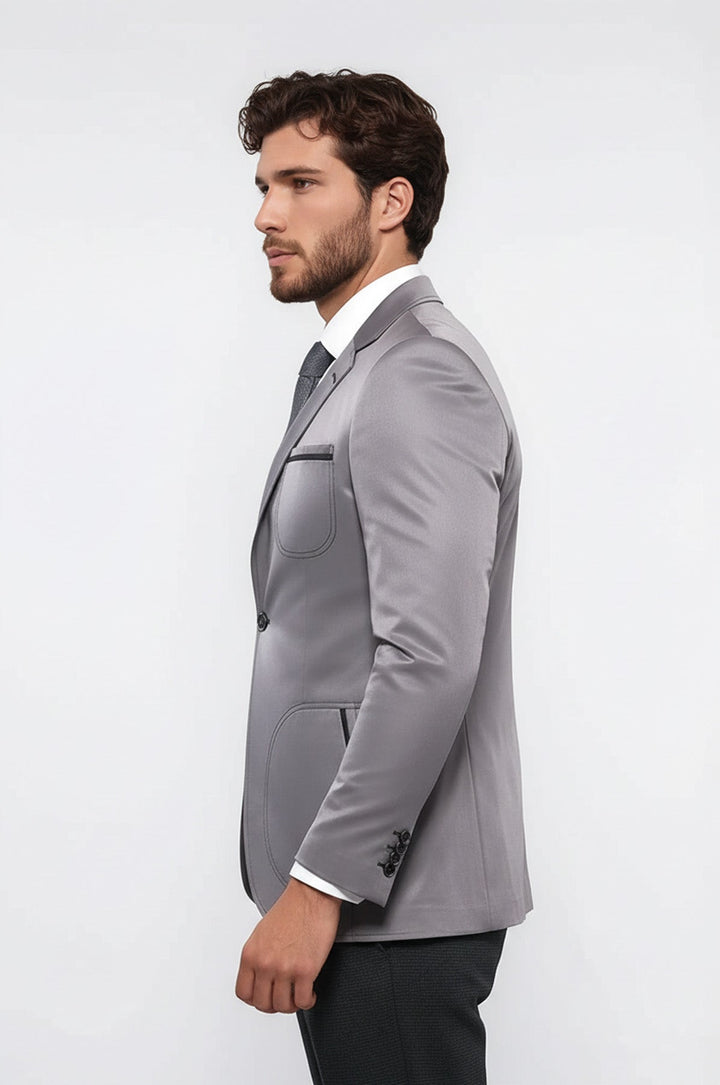 Grey Blazer With Patch Pockets | Wessi
