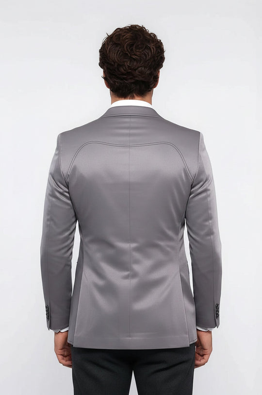 Grey Blazer With Patch Pockets | Wessi