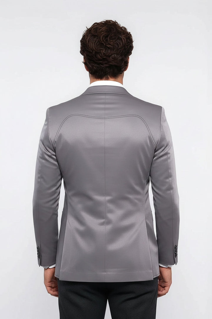 Grey Blazer With Patch Pockets | Wessi