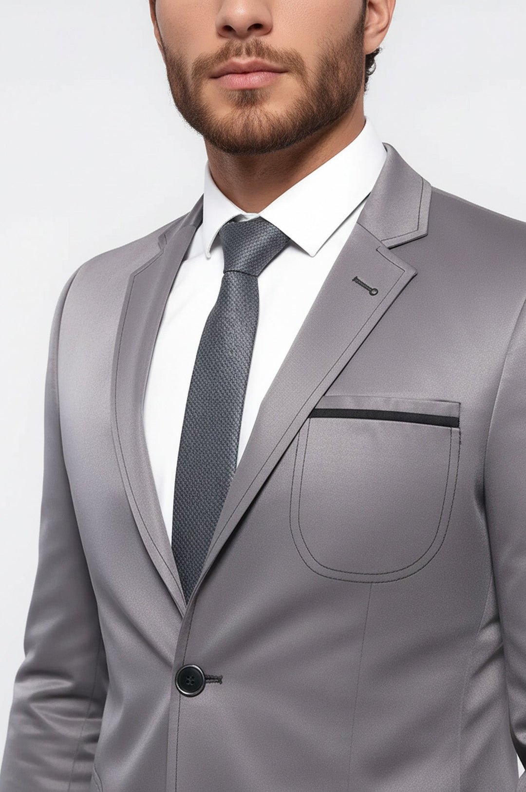 Grey Blazer With Patch Pockets | Wessi