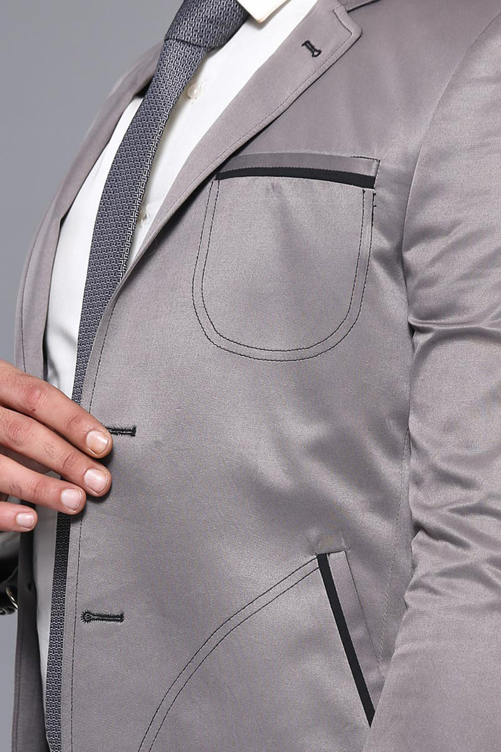Blazer gris con bolsillos de parche | wess