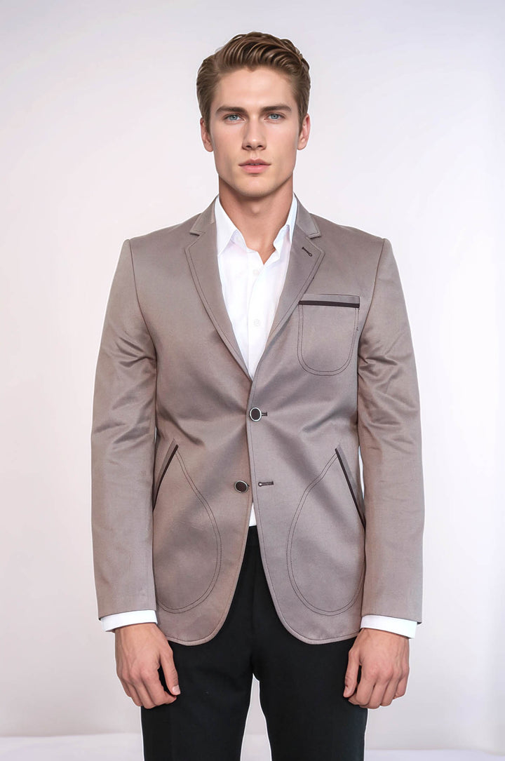 Blazer beige con tasche applicate | Wess