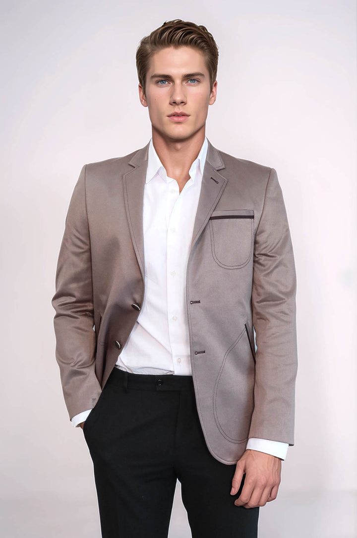 Blazer beige con tasche applicate | Wess