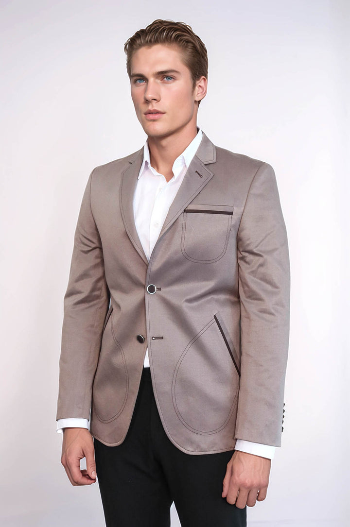 Blazer beige con tasche applicate | Wess