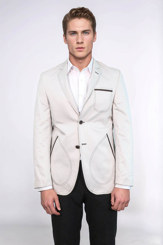 Grey Blazer With Patch Pockets | Wessi