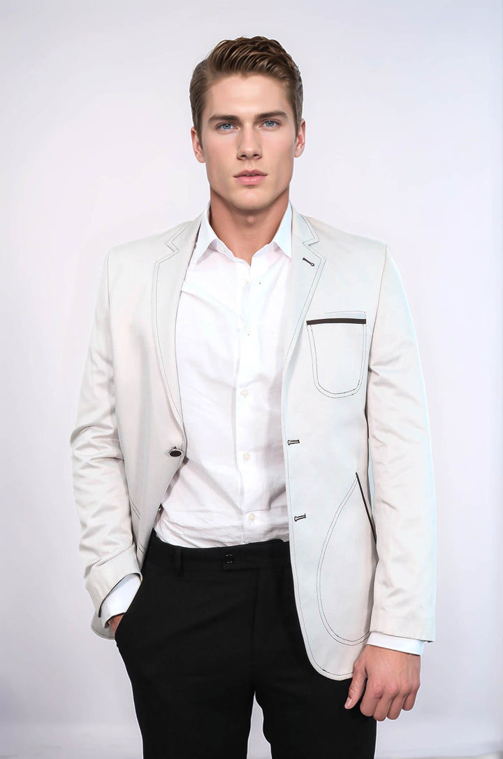 Grey Blazer With Patch Pockets | Wessi