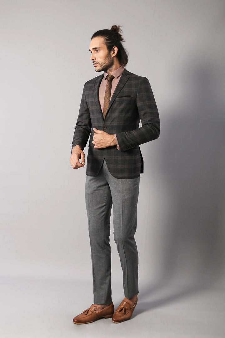 Blazer de lana a cuadros de corte entallado - Wessi