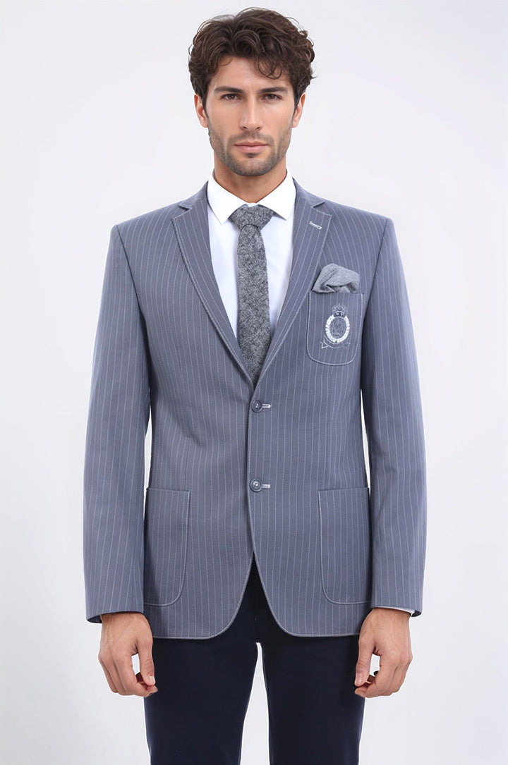 Полосатая сумка с одной прорезью и карманом, серая куртка-Wessi