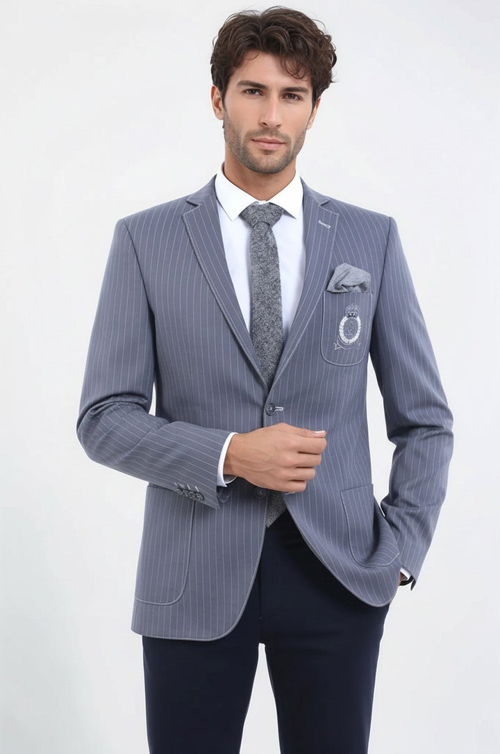 Полосатая сумка с одной прорезью и карманом, серая куртка-Wessi