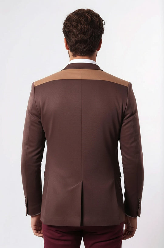 Modeled Slim Fit Brown Blazer - Wessi
