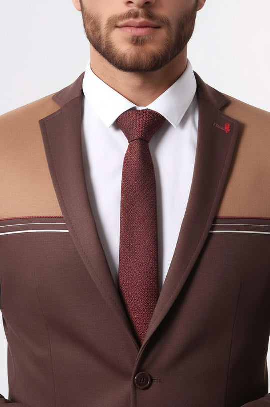 Modeled Slim Fit Brown Blazer - Wessi