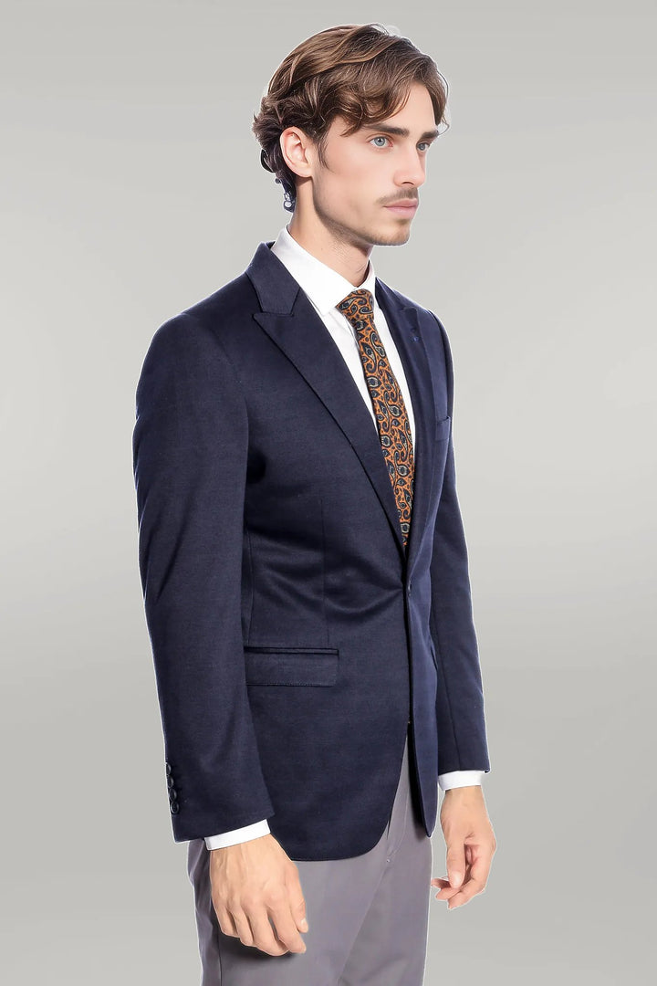 جاكيت Slim-Fit سادة باللون الأزرق الداكن - Wessi