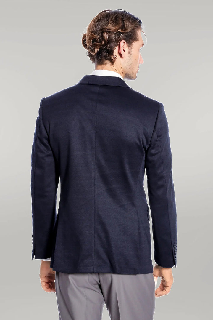 جاكيت Slim-Fit سادة باللون الأزرق الداكن - Wessi