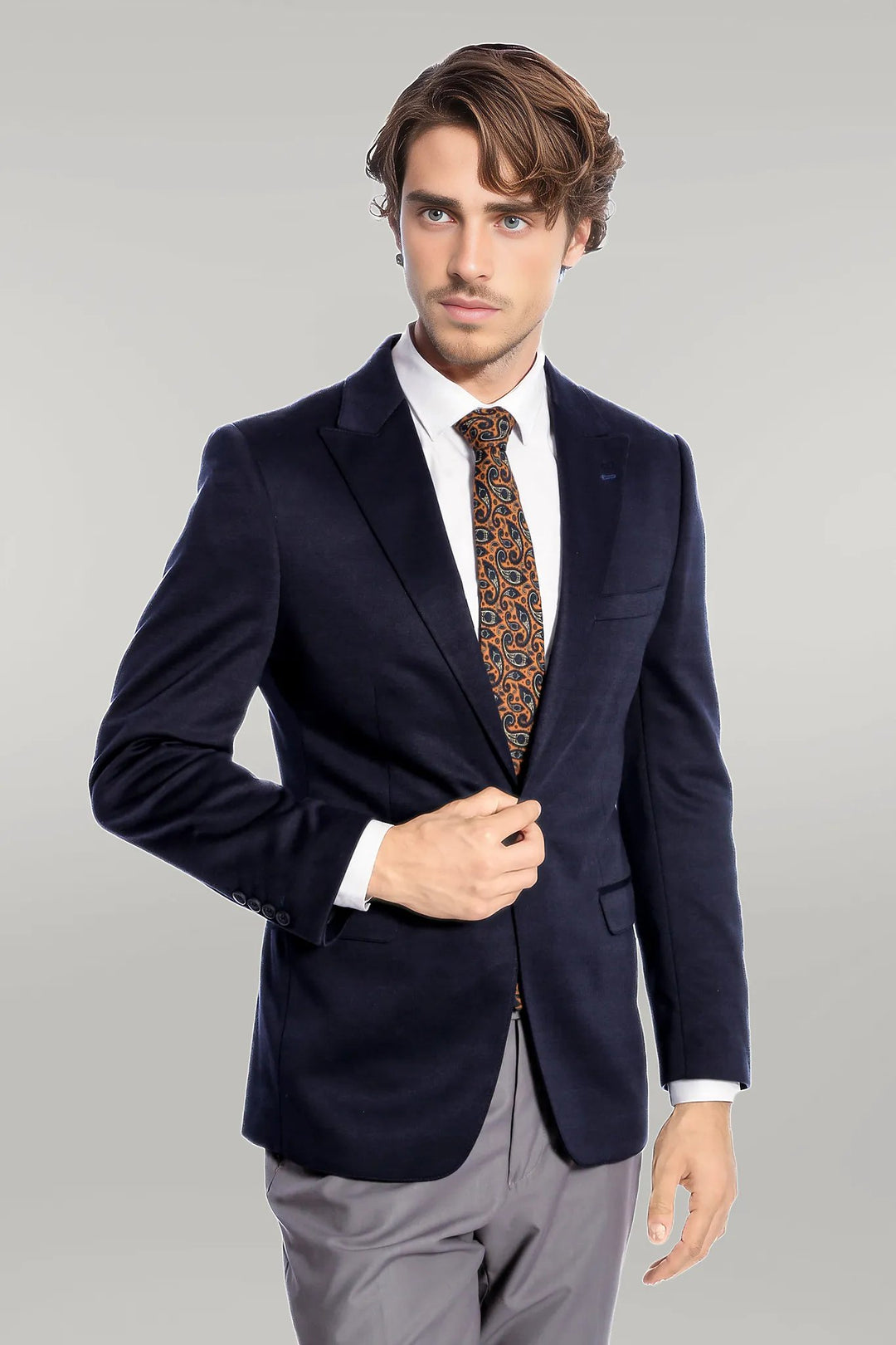 جاكيت Slim-Fit سادة باللون الأزرق الداكن - Wessi