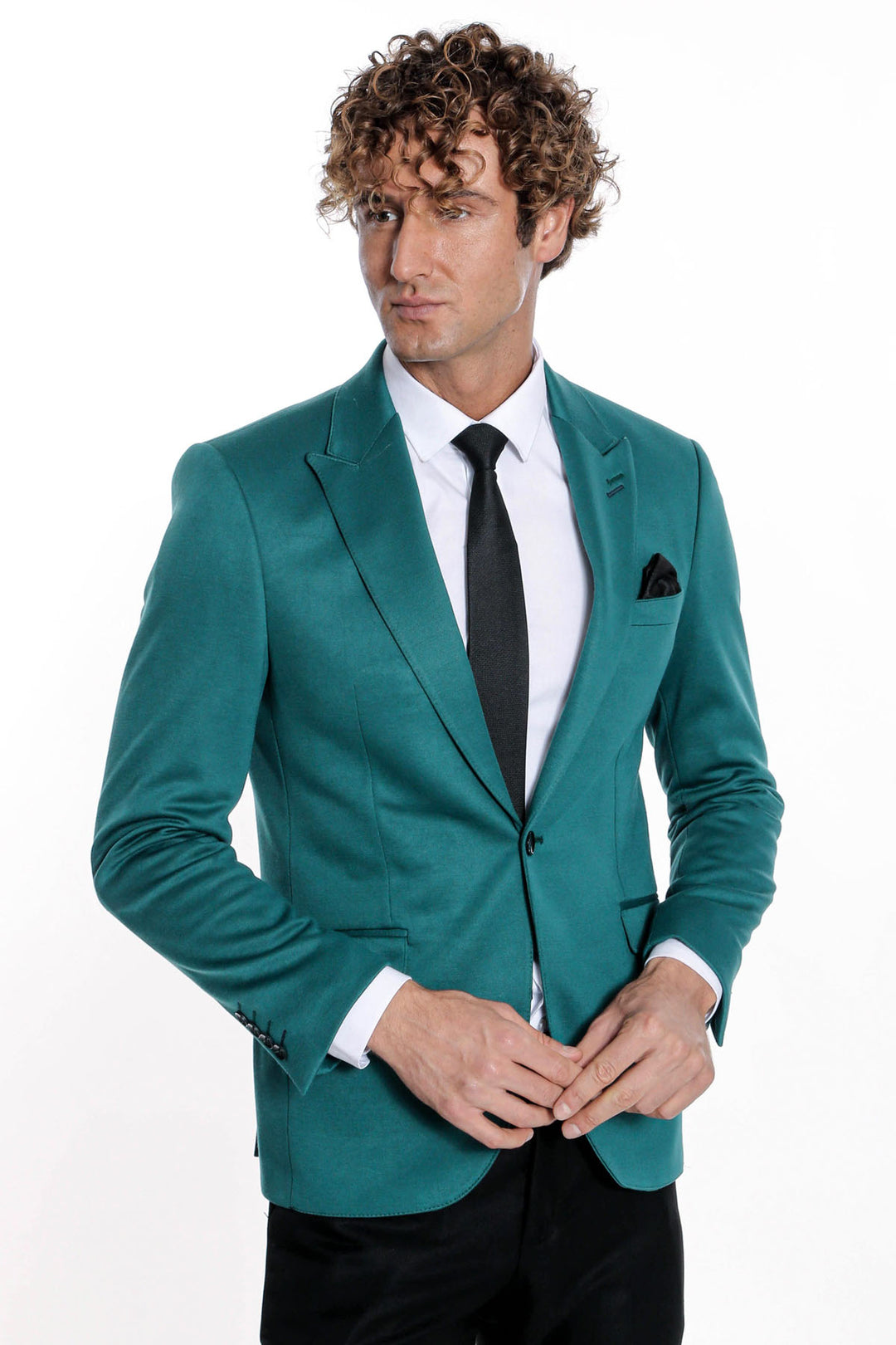 Blazer Hombre Algodón Slim Fit Liso Verde - Wessi