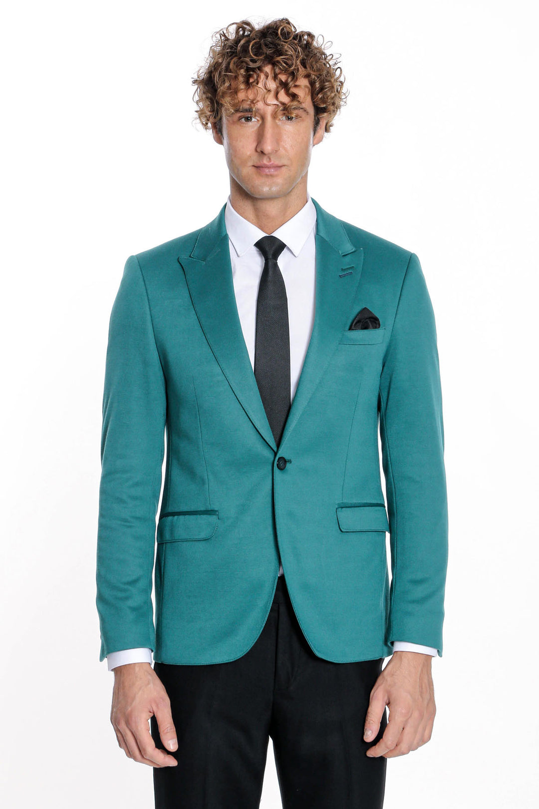 Blazer Hombre Algodón Slim Fit Liso Verde - Wessi