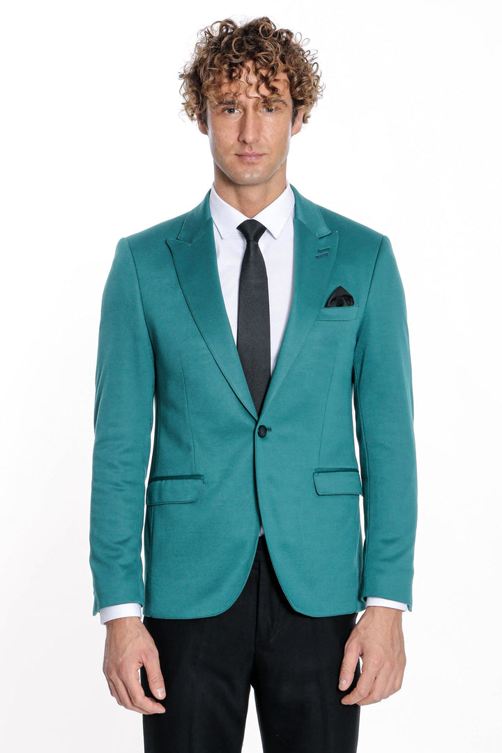 Blazer Hombre Algodón Slim Fit Liso Verde - Wessi