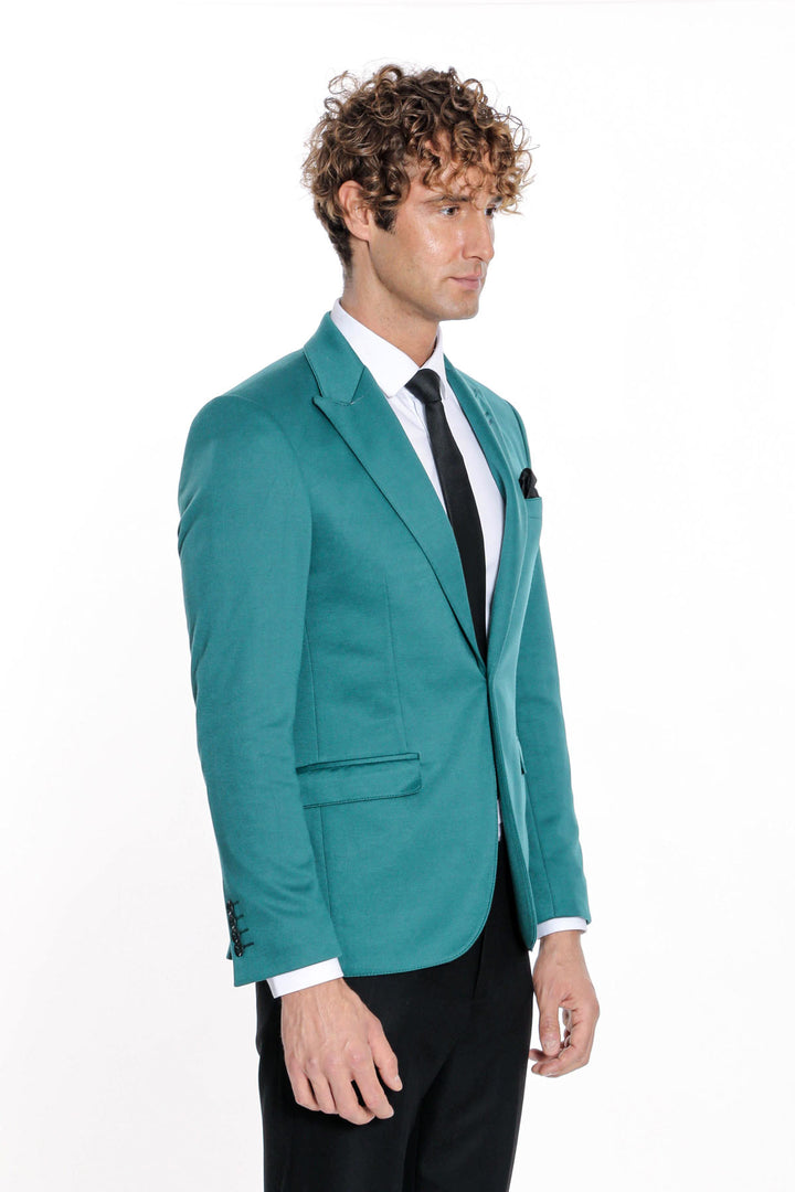 Blazer Hombre Algodón Slim Fit Liso Verde - Wessi