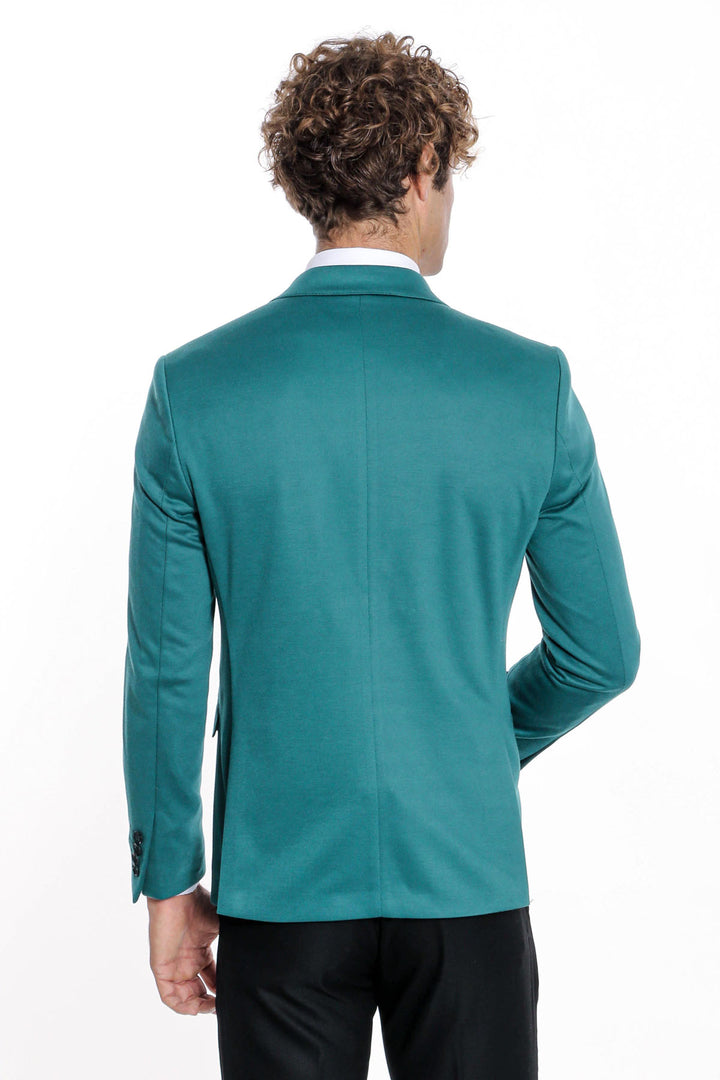 Blazer Hombre Algodón Slim Fit Liso Verde - Wessi