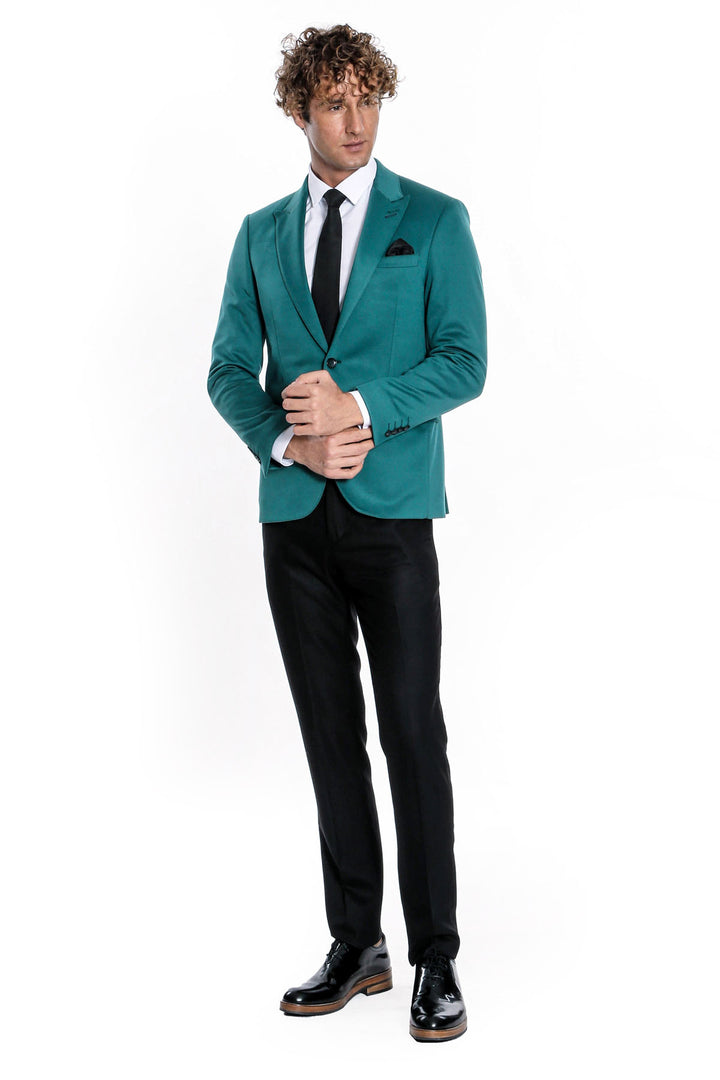 Blazer Hombre Algodón Slim Fit Liso Verde - Wessi