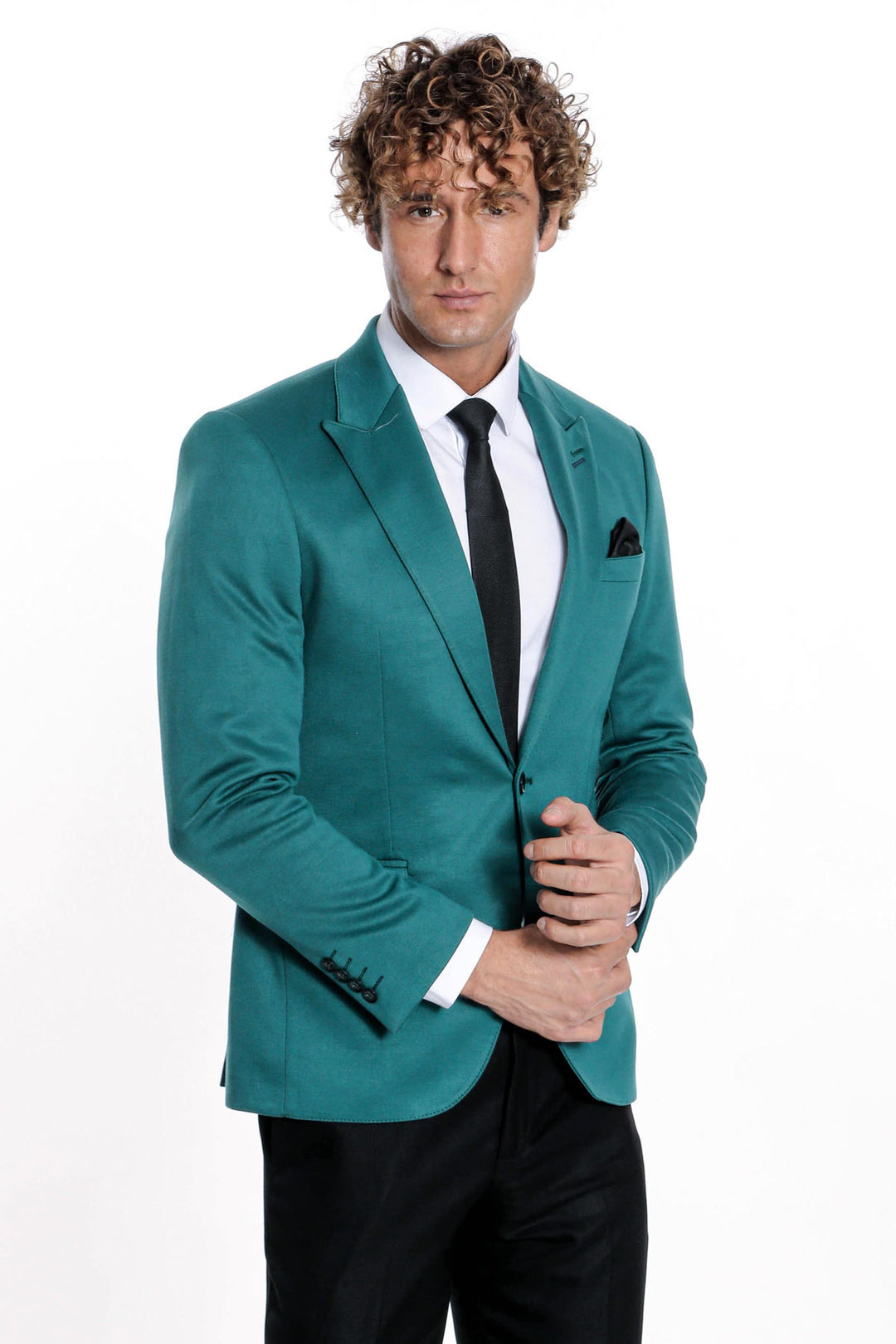 Blazer Hombre Algodón Slim Fit Liso Verde - Wessi