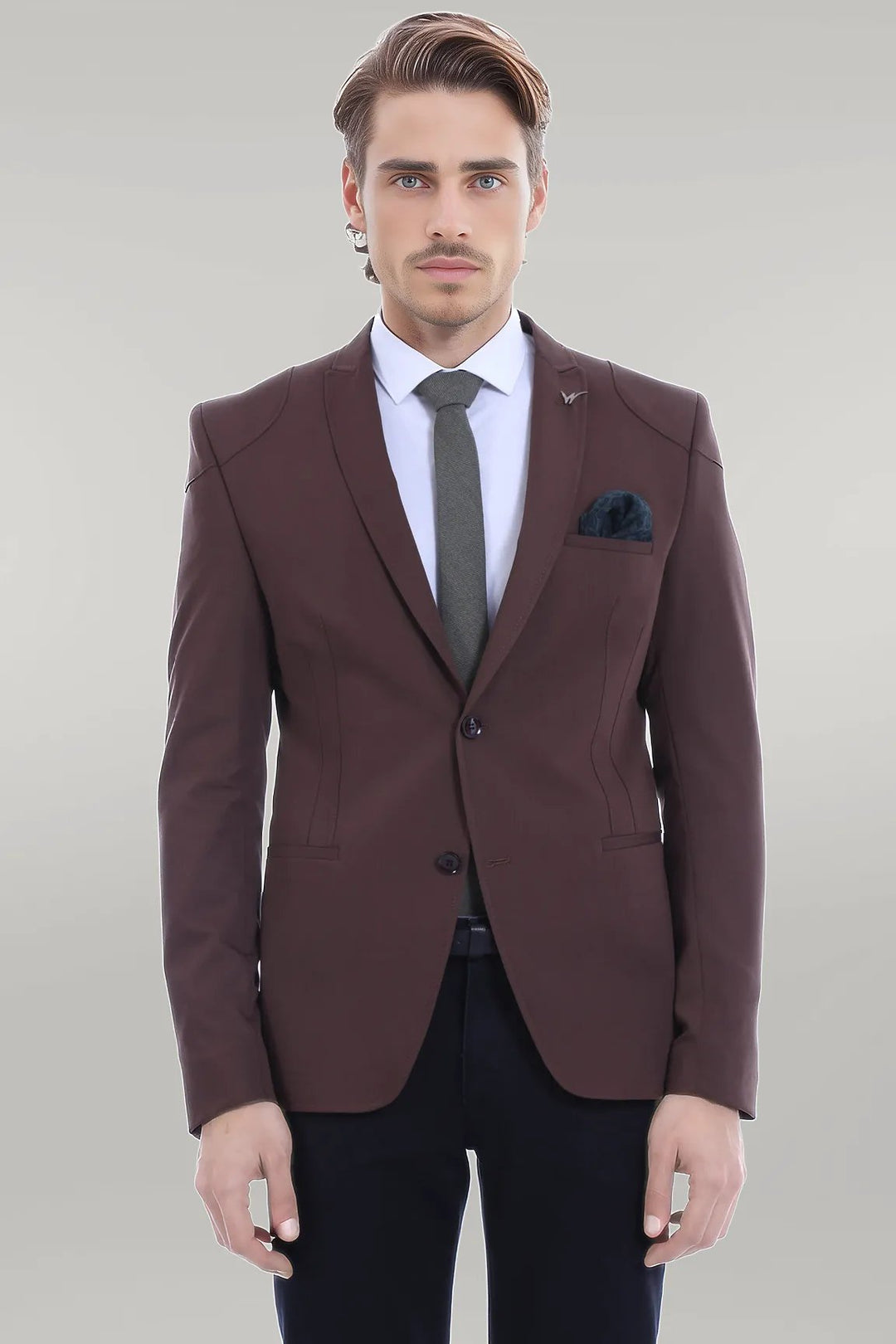 Giacca Wessi marrone in cotone con spacco sulle spalle a 2 bottoni
