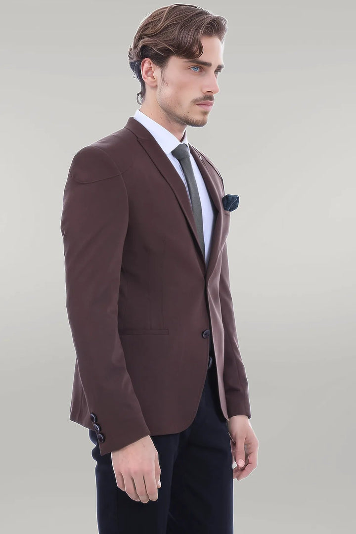 Giacca Wessi marrone in cotone con spacco sulle spalle a 2 bottoni