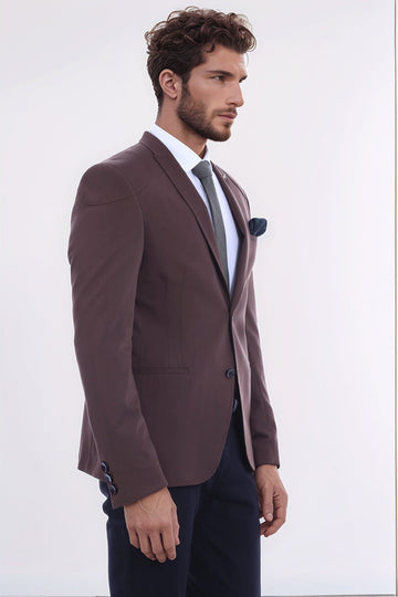 Veste marron en coton fendu à 2 boutons sur les épaules-Wessi