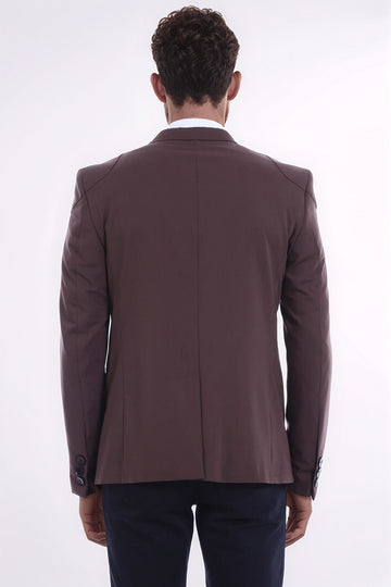 Veste marron en coton fendu à 2 boutons sur les épaules-Wessi