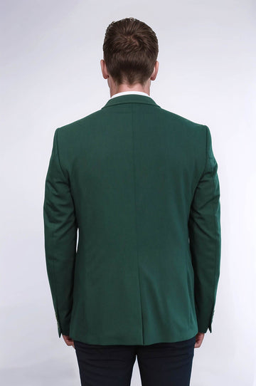 Chaqueta verde con solapa mono y botones dobles en el hombro-Wessi