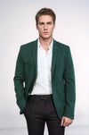 Chaqueta verde con solapa mono y botones dobles en el hombro-Wessi