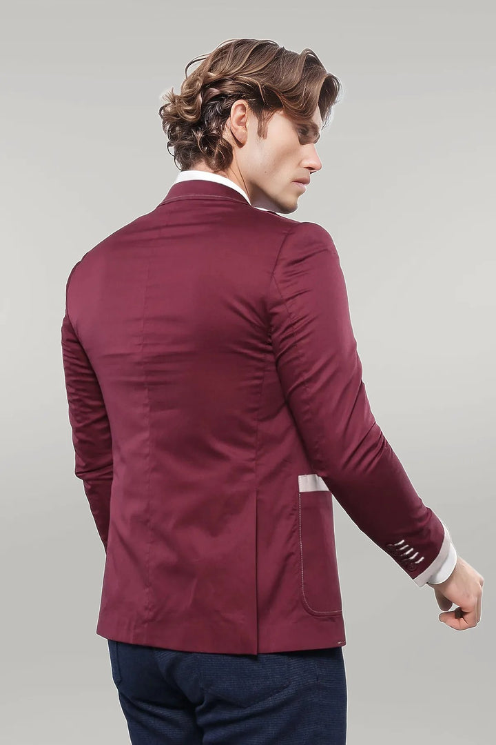 2 Button Bag Pocket Burgundy Jacket-Wessi