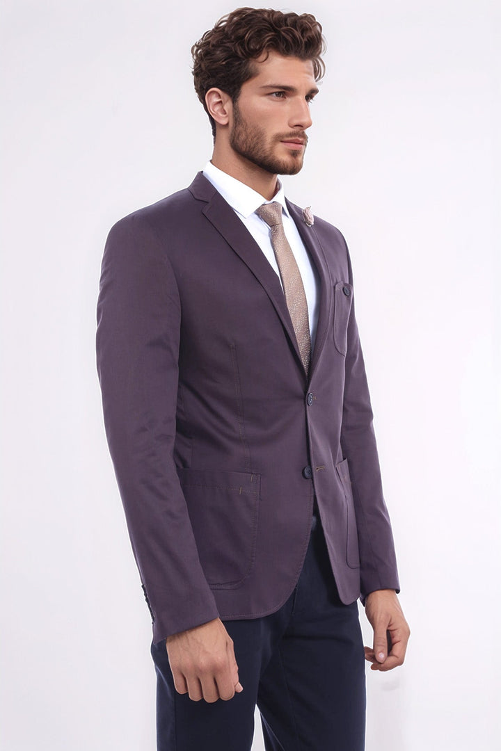 Double Buttons Mono Lapel Bag Pocket Brown Jacket-Wessi