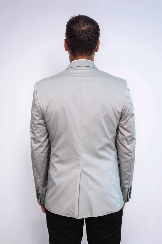 Double Buttons Bag Pocket Shoulder Piece Grey Jacket-Wessi