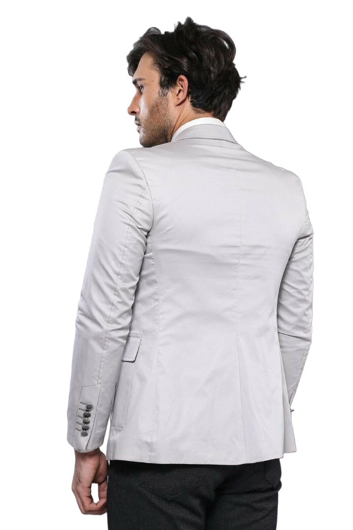 Double Buttons Bag Pocket Shoulder Piece Grey Jacket-Wessi