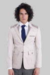 Chaqueta color crema con botones dobles y bolsillo en el hombro-Wessi