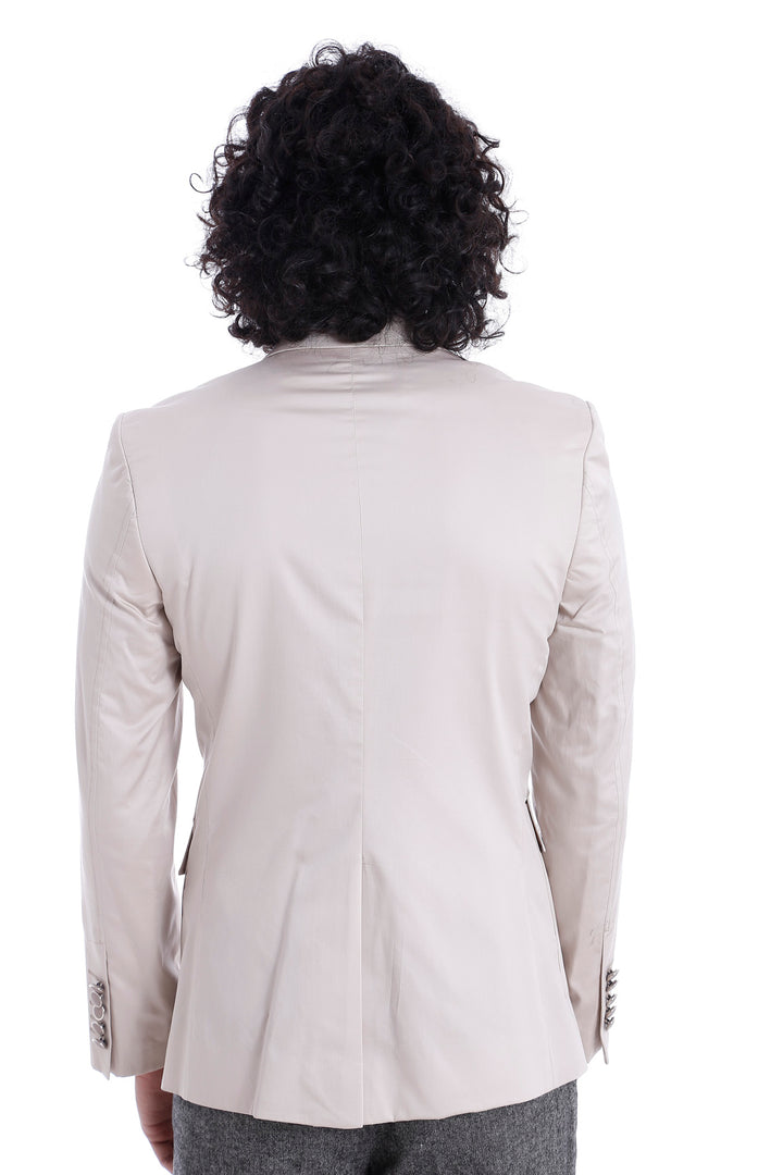 Double boutons sac poche épaule pièce crème veste-Wessi