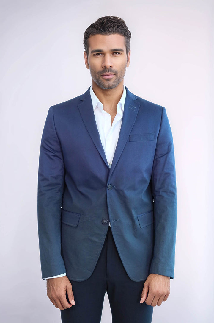 Chaqueta 2 Botones Mono Solapa Algodón Liso Azul Marino-Wessi
