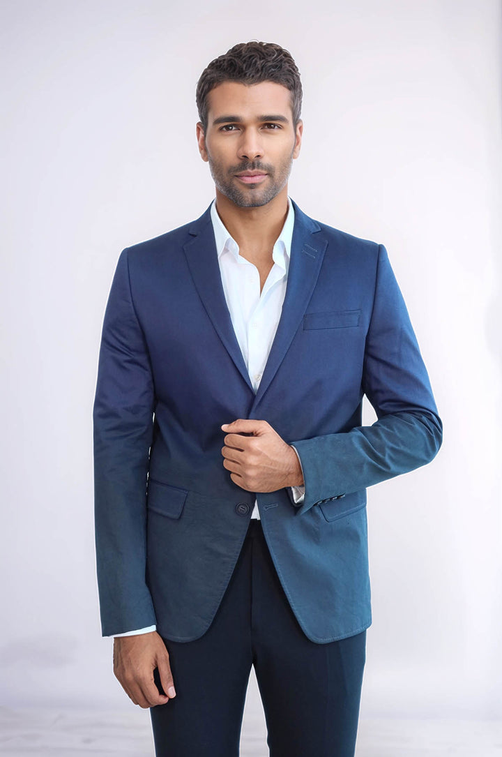 Chaqueta 2 Botones Mono Solapa Algodón Liso Azul Marino-Wessi