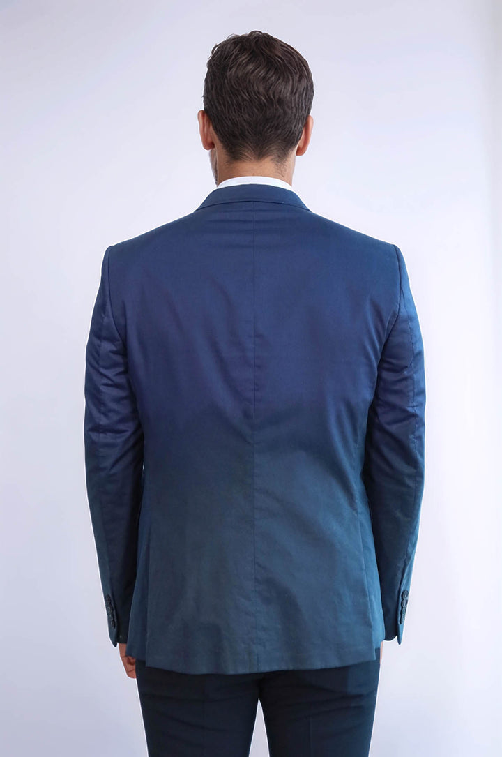 Chaqueta 2 Botones Mono Solapa Algodón Liso Azul Marino-Wessi